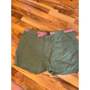 The Great Eddie Bauer Shorts Womens 18W Green Checkered Belt Ripstop Utility NEW